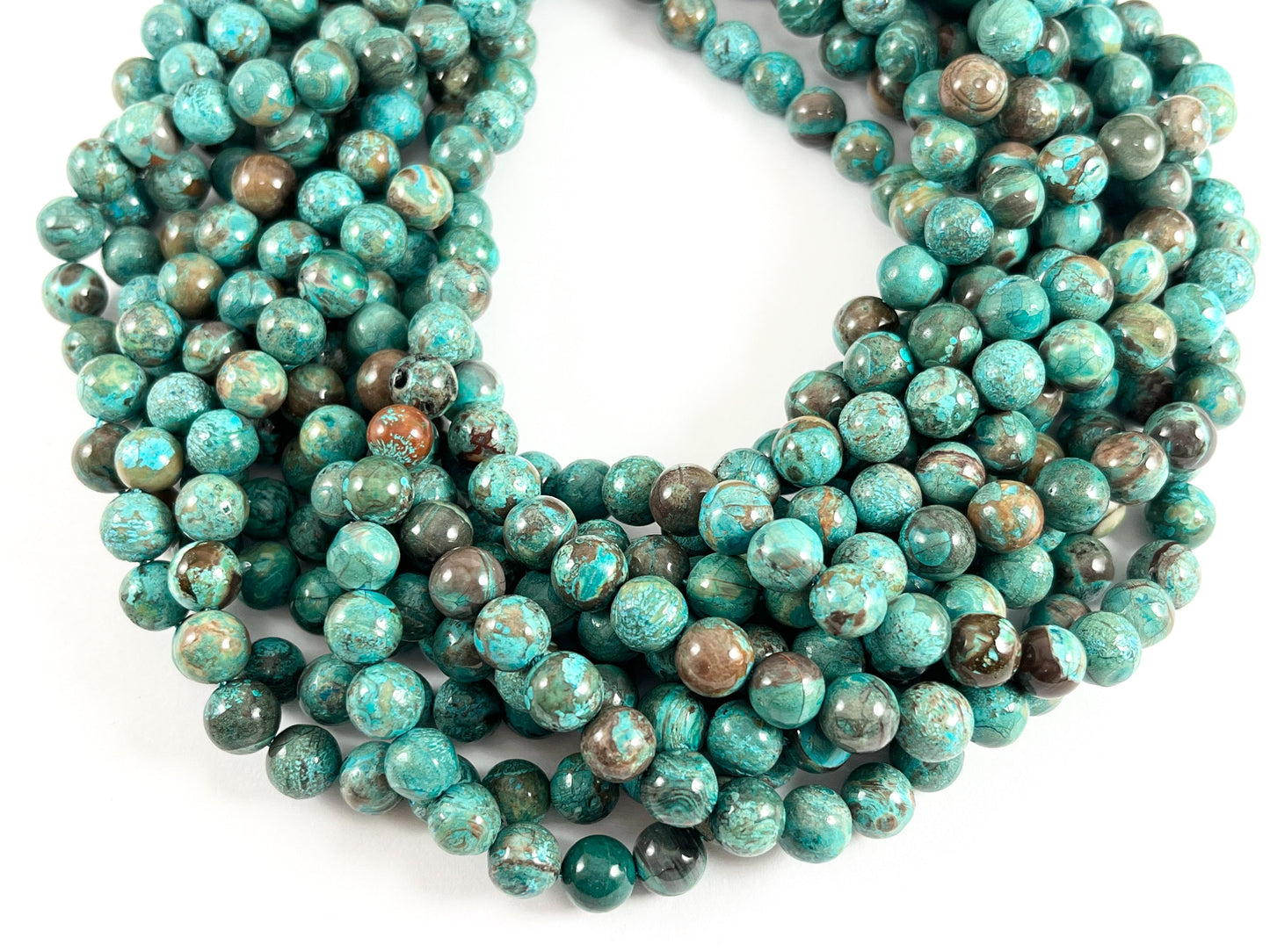 Turquoise Mushroom Jasper Beads Round Shiny Polished Smooth Natural Stone Beads 6mm 8mm 10mm 12mm Around 14-15"