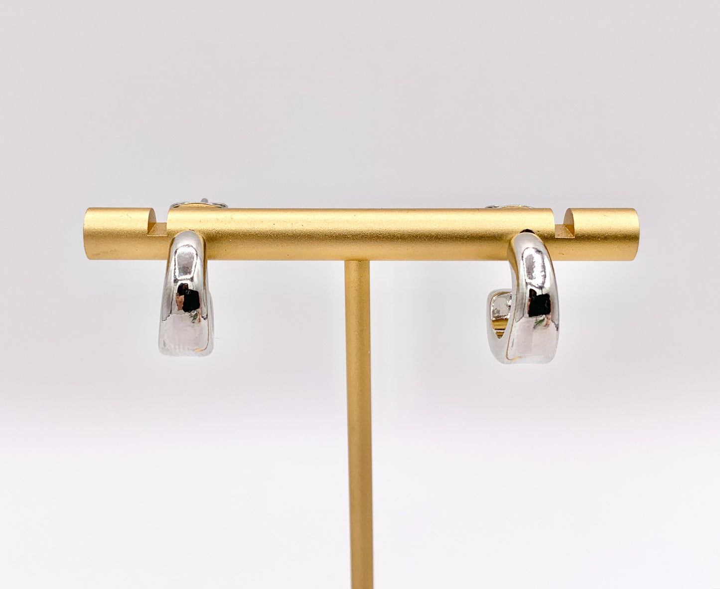 Minimalist Plain Thick Earring Hoops in 18K Gold/Silver Plated Over Brass  5 PAIRS