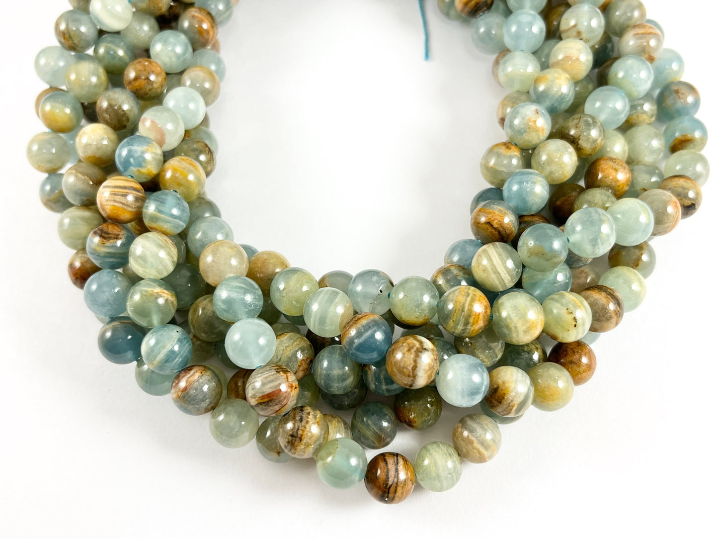 High Quality Blue Calcite Beads Round Shiny Polished Smooth Natural Stone Beads 6mm 8mm 10mm 12mm Around 14-15"