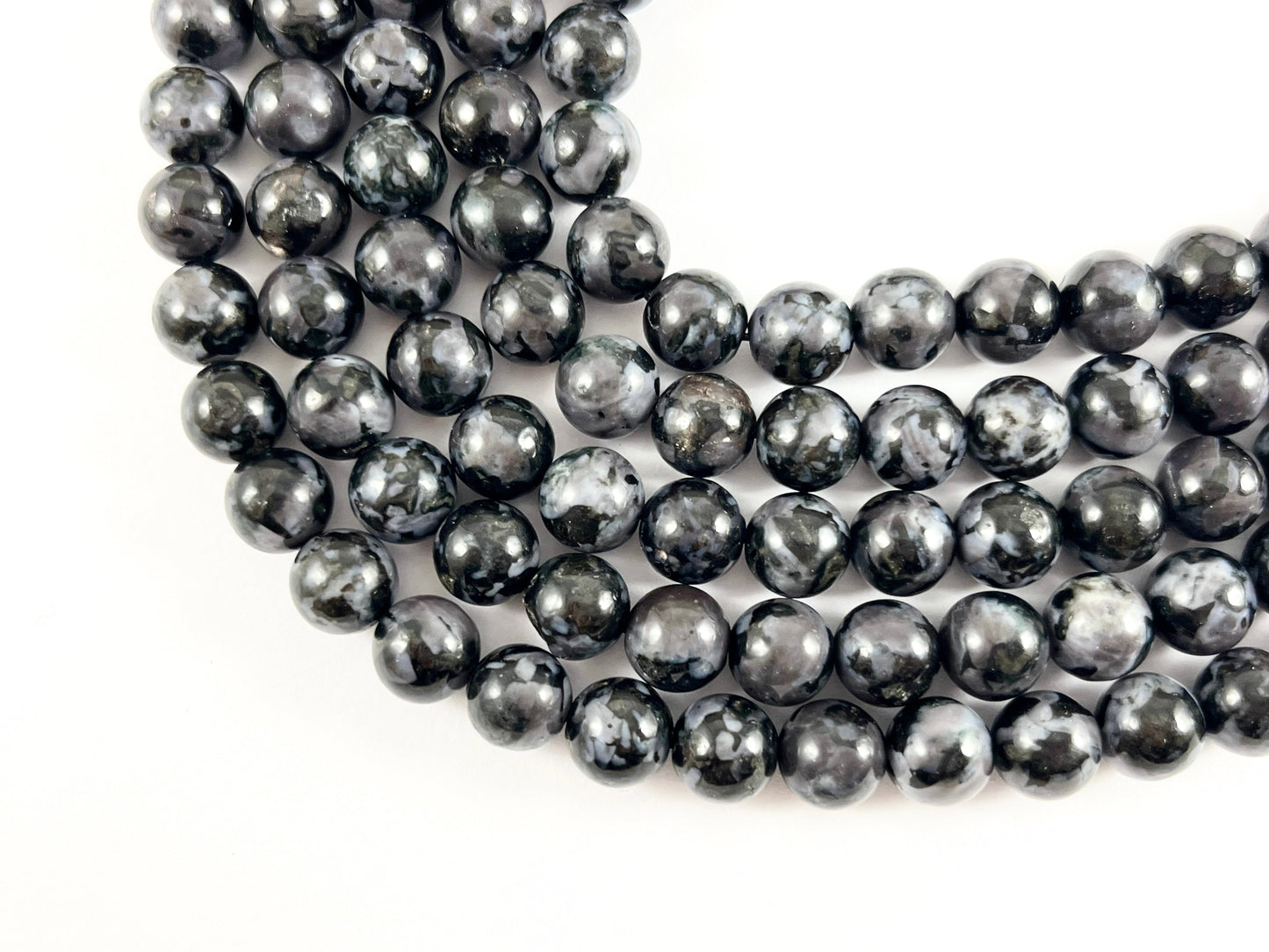 High Quality Indigo Gabbro/ Mystic Merlinite Round Smooth Black Shiny Natural Stone Beads 4mm 6mm 8mm 10mm 12mm