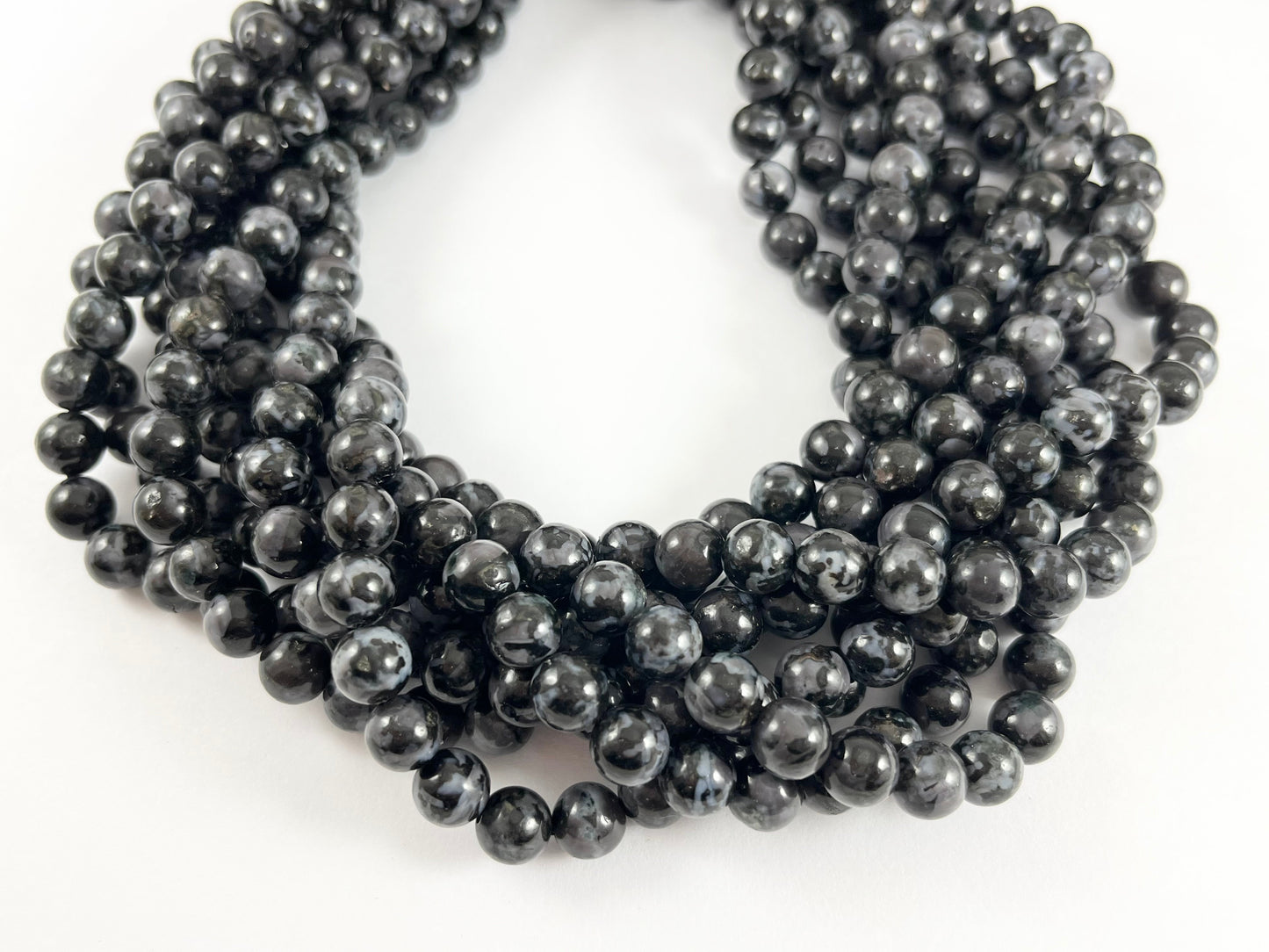High Quality Indigo Gabbro/ Mystic Merlinite Round Smooth Black Shiny Natural Stone Beads 4mm 6mm 8mm 10mm 12mm