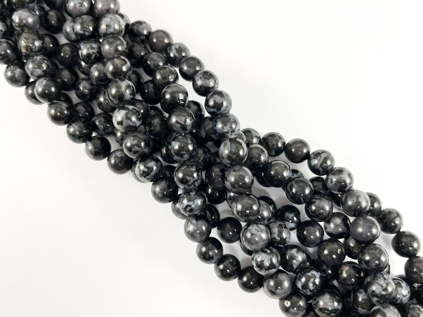 High Quality Indigo Gabbro/ Mystic Merlinite Round Smooth Black Shiny Natural Stone Beads 4mm 6mm 8mm 10mm 12mm