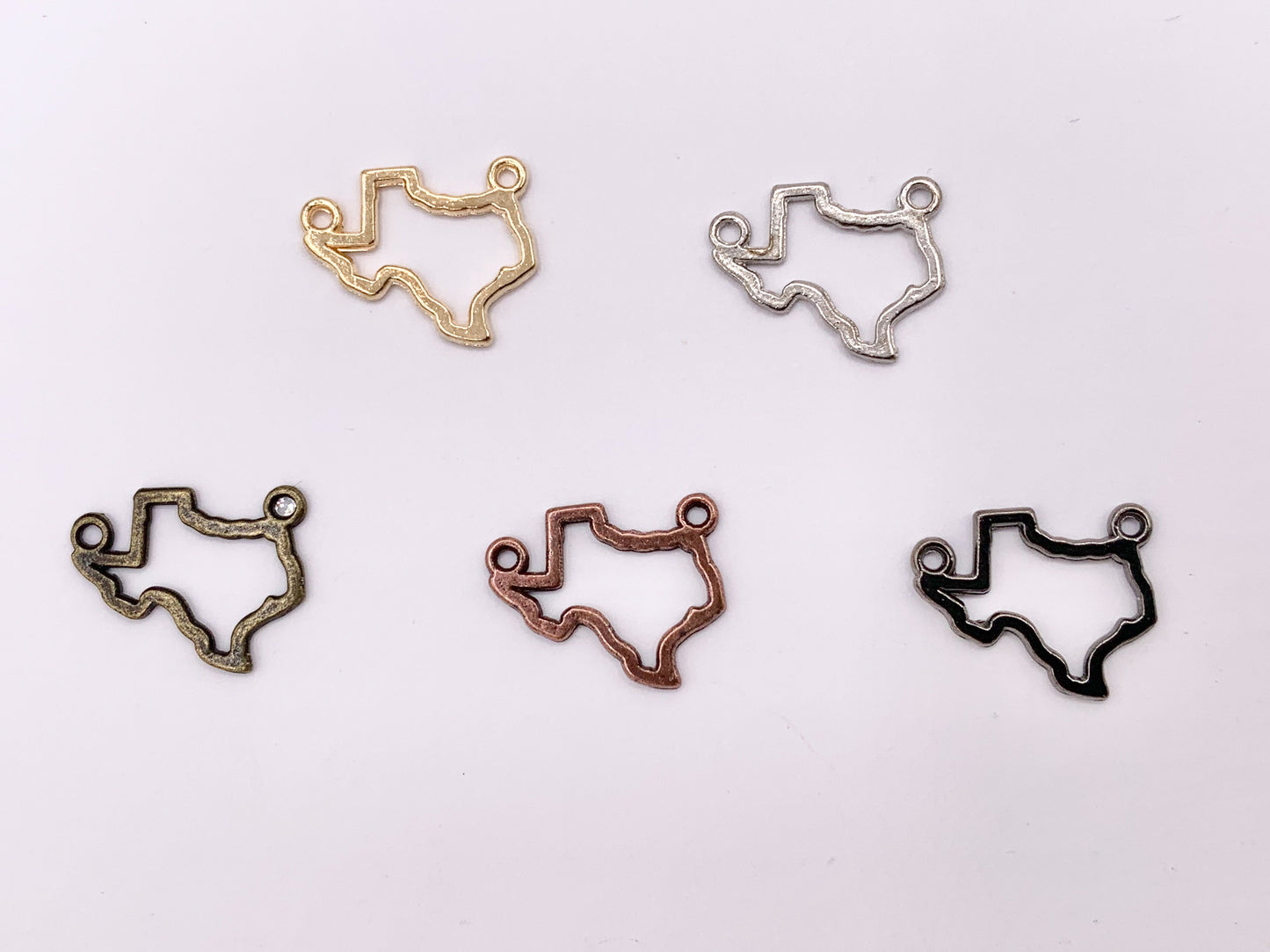 12x14mm Pewter Cute Tiny Hollow Texas State Charm in Gold, Silver, Brass, Copper and Gunmetal 80 PCS
