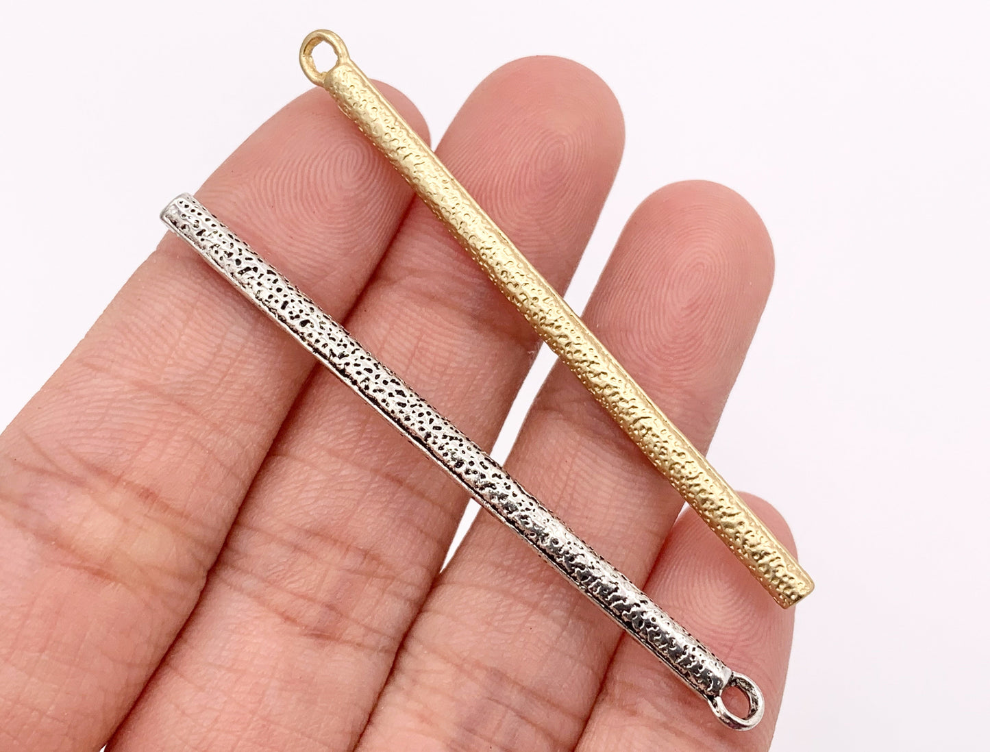 50mm/2 inches Pewter Hammered Stick Pendants Thin Long Stick Charm Bulk Order in Matte Gold, Gold, Silver, Brass and Gunmetal