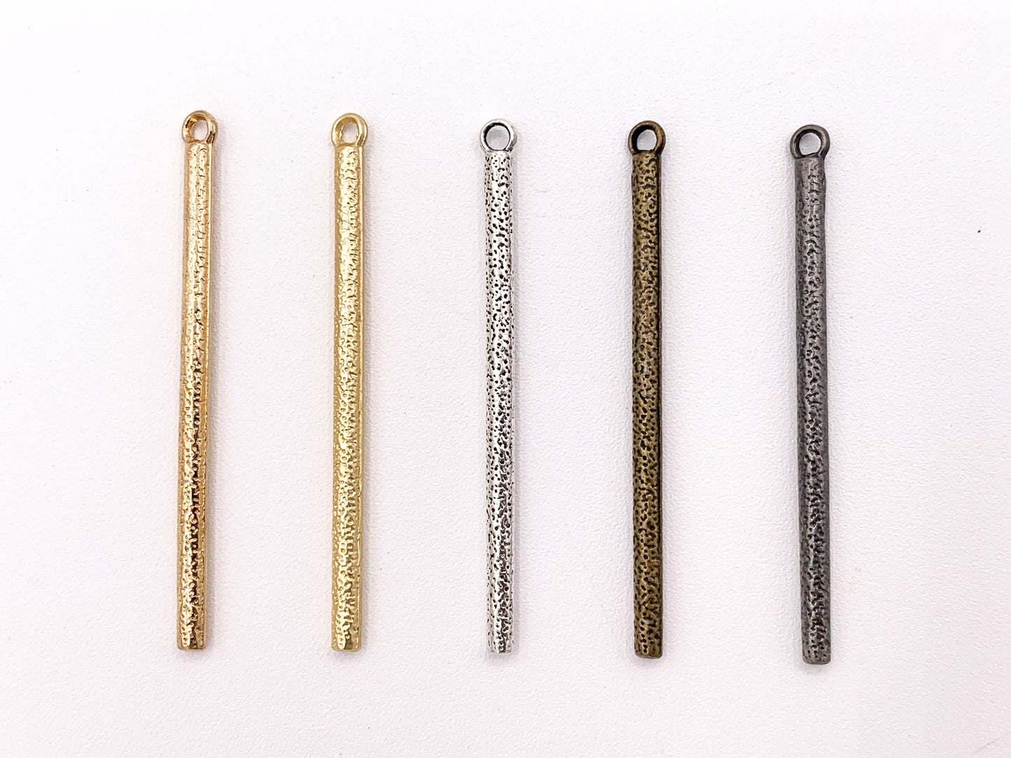 50mm/2 inches Pewter Hammered Stick Pendants Thin Long Stick Charm Bulk Order in Matte Gold, Gold, Silver, Brass and Gunmetal