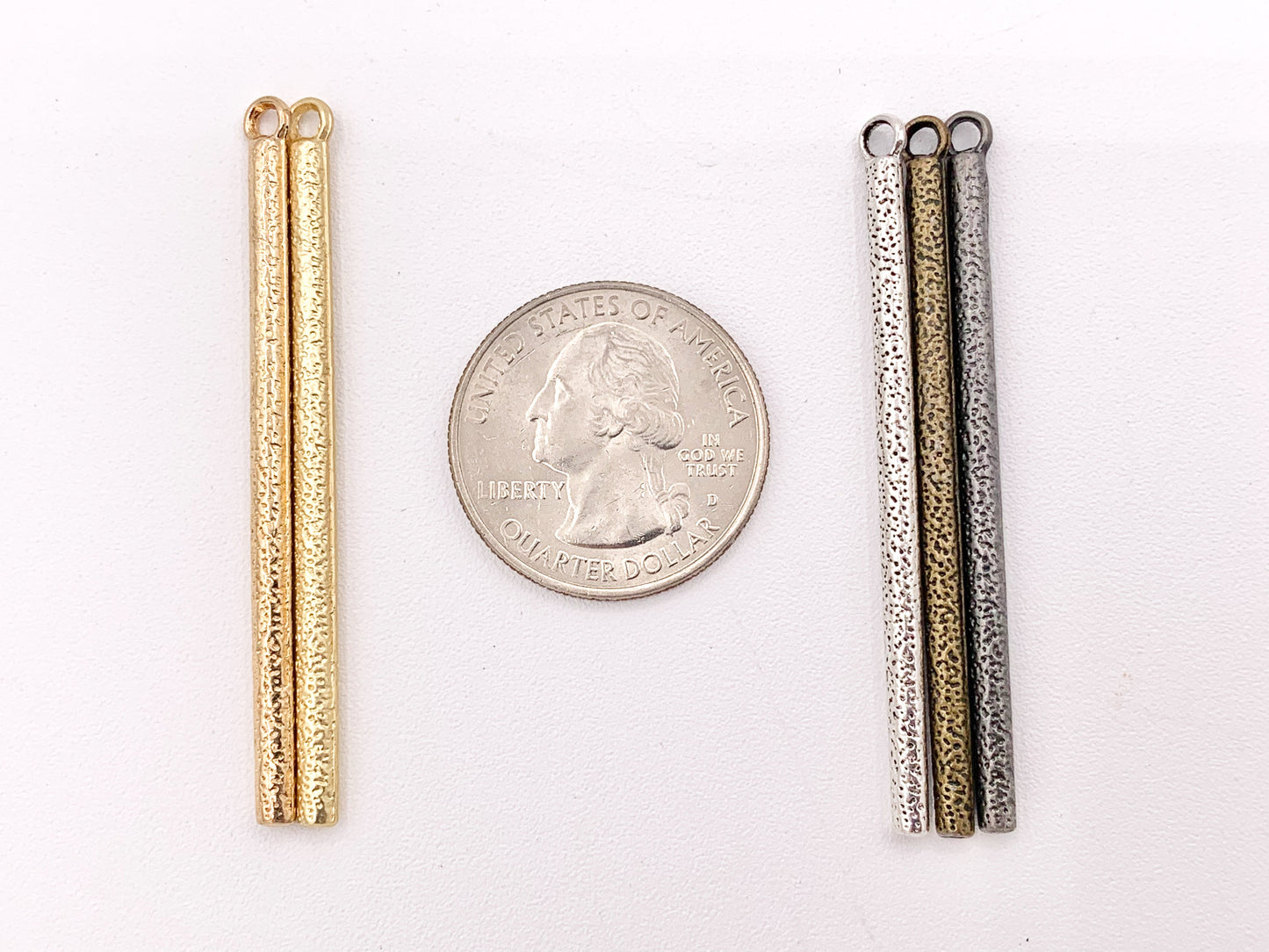 50mm/2 inches Pewter Hammered Stick Pendants Thin Long Stick Charm Bulk Order in Matte Gold, Gold, Silver, Brass and Gunmetal