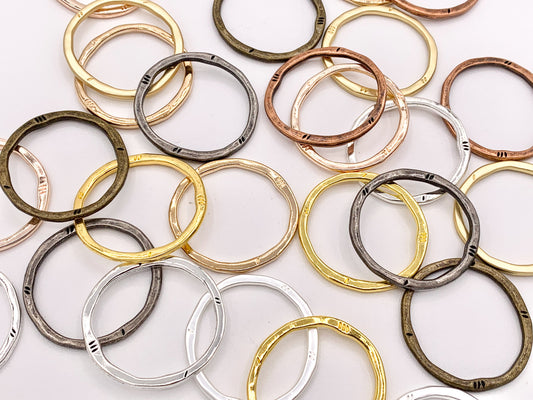 32mm Pewter Irregular Large Circle Pendants Carved Hoop Ring Bulk Order in 9 Colors