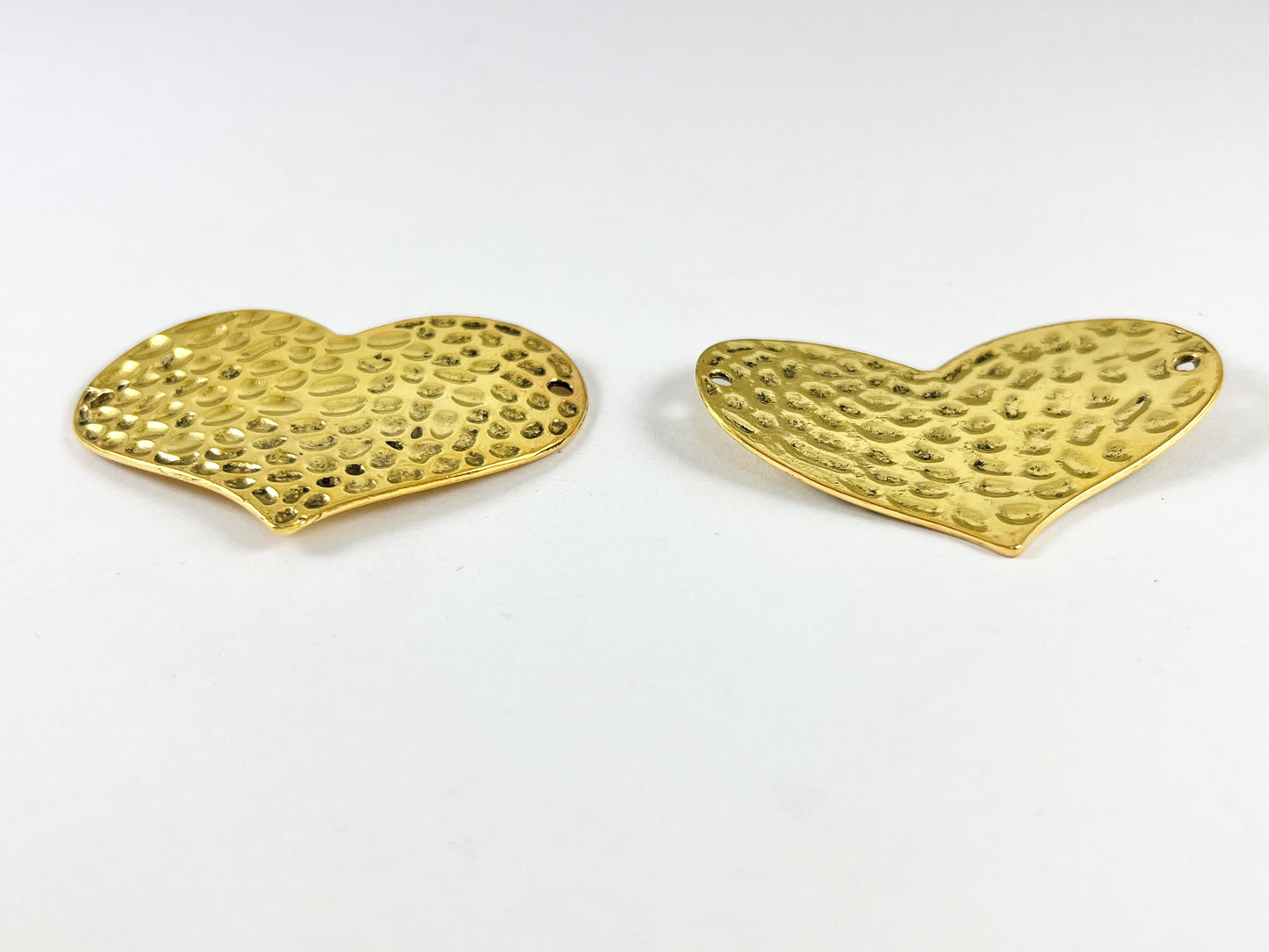 Pewter Heart Connectors Curved Hammered Valentine's Day Heart Pendants in Gold, Silver, Copper, Bronze and Patina Color