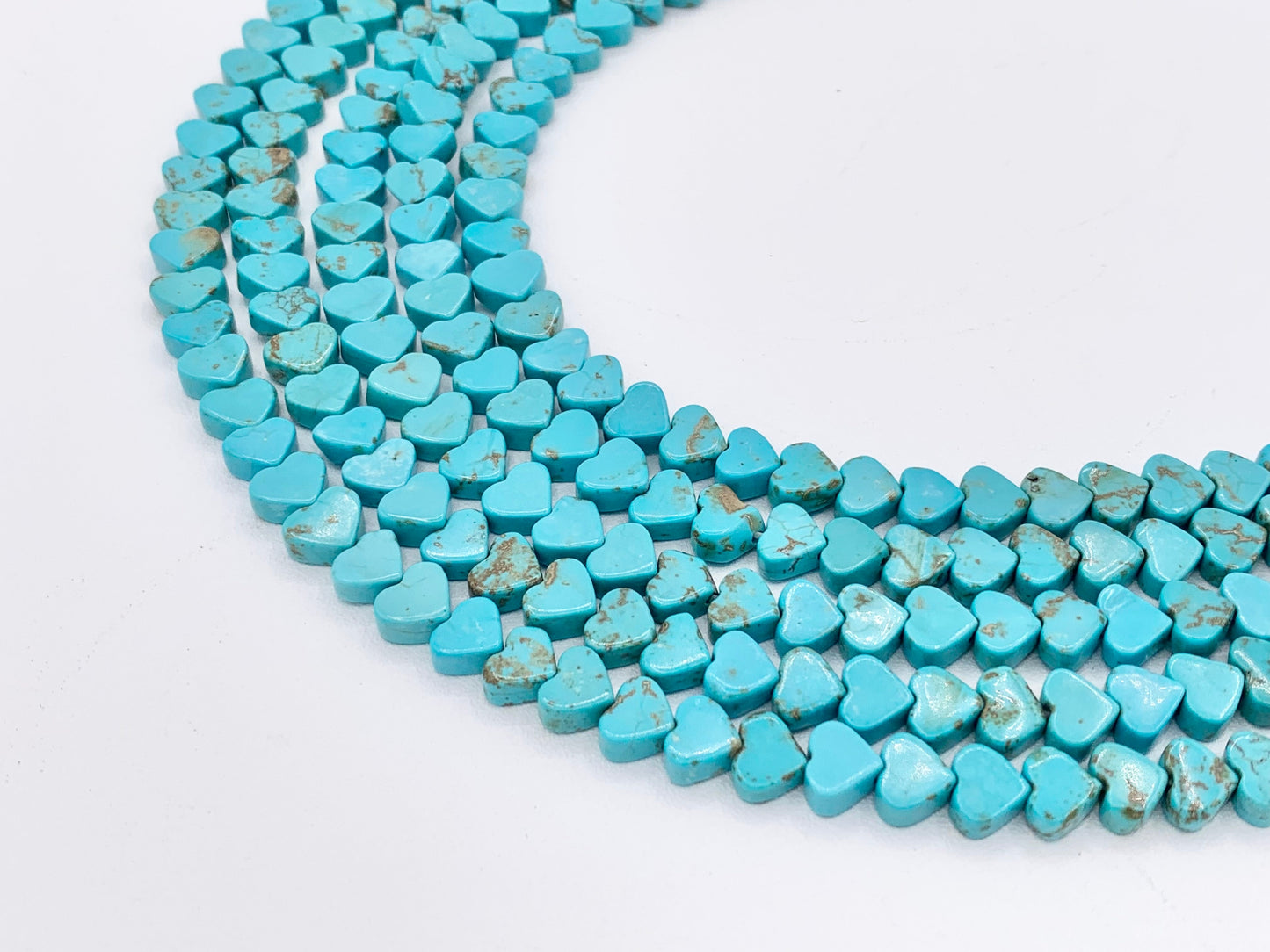 5x6mm Grade AAA Natural Magnesite Hand Shaped Imitation Turquoise Heart Handcut Beads Around 16"