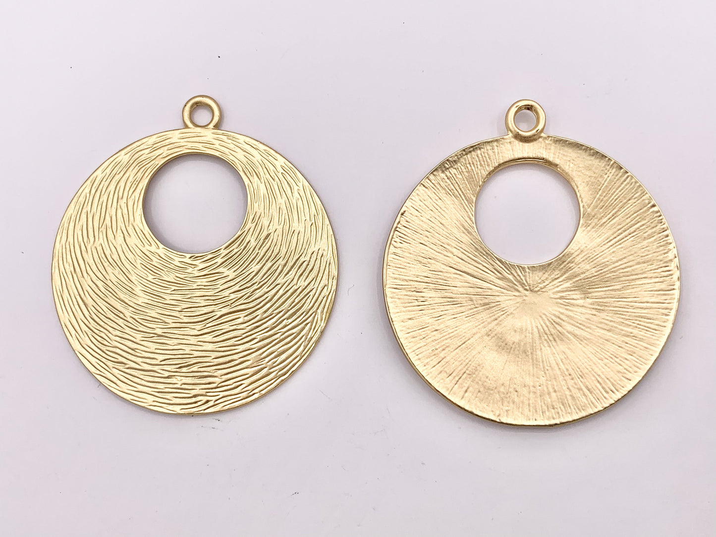 2" Pewter Center Cut Out Curved Large Circle Pendants in Matte Gold, Silver, Brass 4PCS