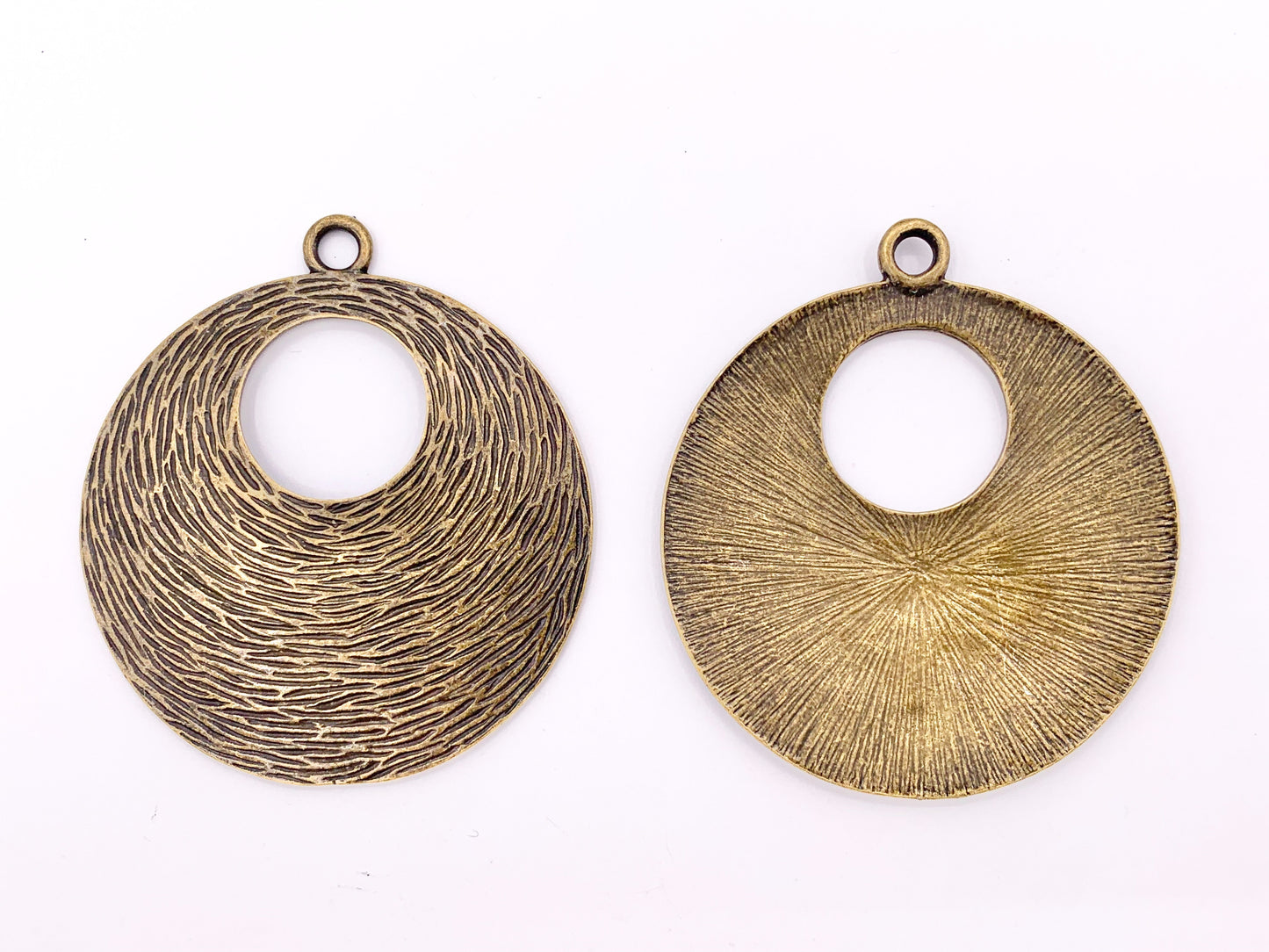 2" Pewter Center Cut Out Curved Large Circle Pendants in Matte Gold, Silver, Brass 4PCS