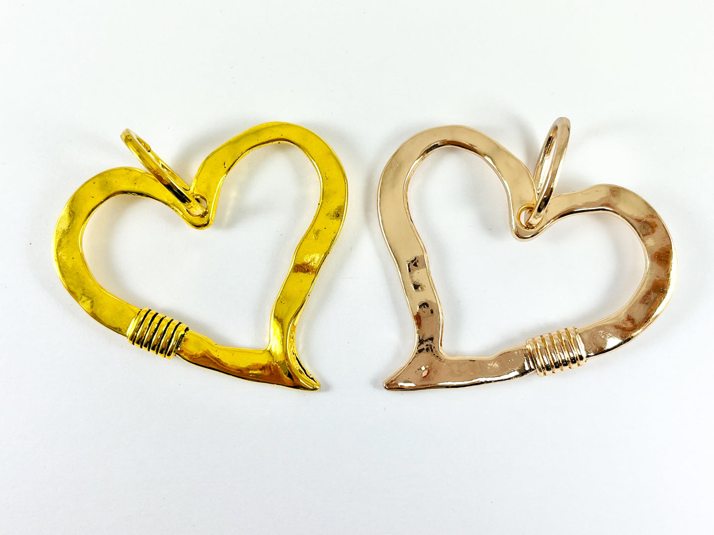 Pewter Heart Pendants Valentine's Day Large Heart Charms in Gold, Rosy Gold, Silver and Bronze Color