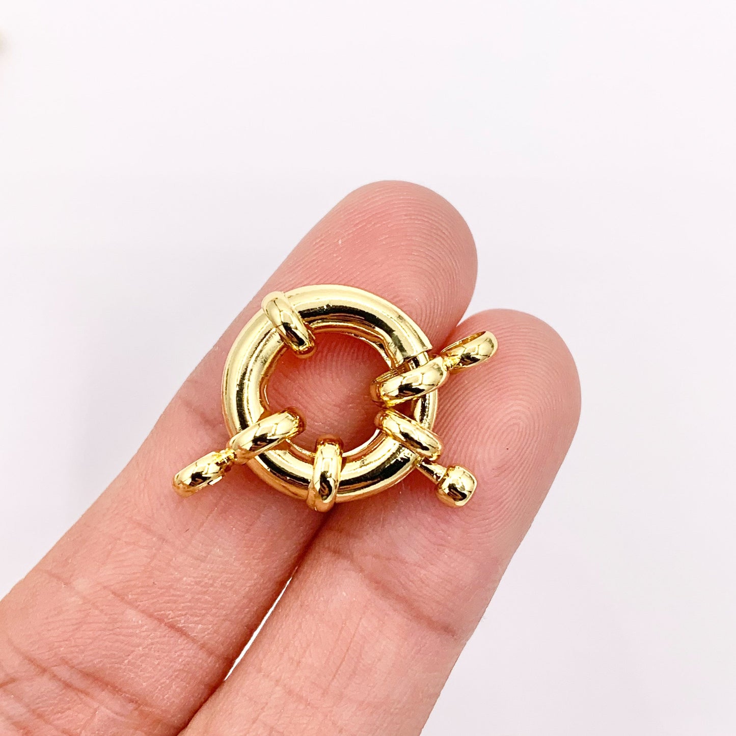 Large Circle Spring Ring Clasps Designed Spring Clasp in 18K Gold Plated Copper 10 PCS