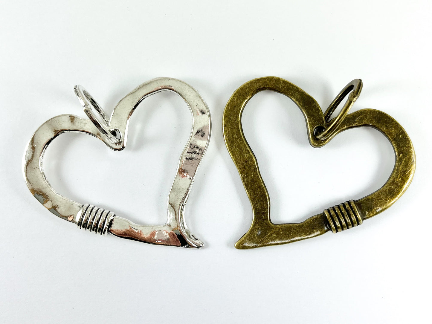 Pewter Heart Pendants Valentine's Day Large Heart Charms in Gold, Rosy Gold, Silver and Bronze Color