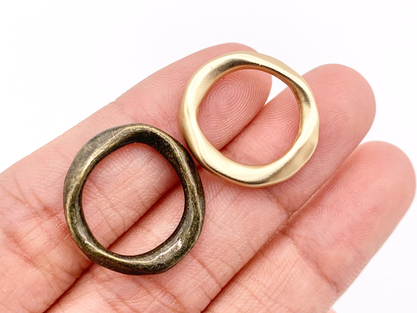 19mm Pewter Irregular Circle Pendants Free Formed Hoop Ring Bulk Order in Gold, Matte Gold, Silver, Brass, Gunmetal