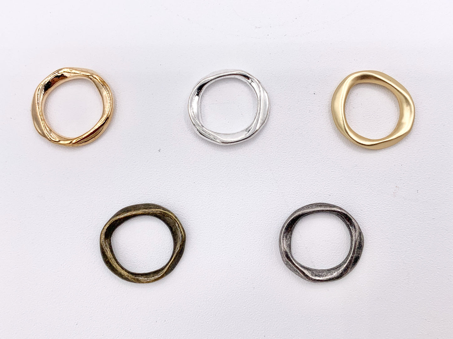 19mm Pewter Irregular Circle Pendants Free Formed Hoop Ring Bulk Order in Gold, Matte Gold, Silver, Brass, Gunmetal