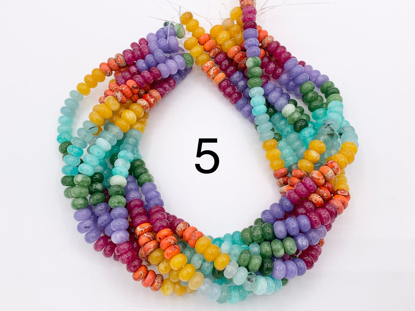 5x8mm Beautiful Mixed Color Quartz Smooth Rondelle Beads | Multicolor Dyed Jade, Jasper And Quartz Beads Natural Stone Beads Around 15"