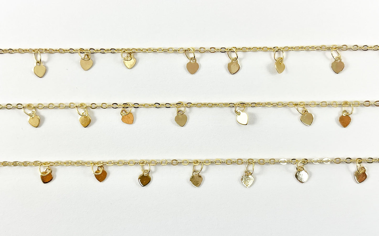 Minimalist Heart Dangle Chain 18K Gold Plated Brass Dainty Tiny Heart Chain for Necklace and Bracelet Making