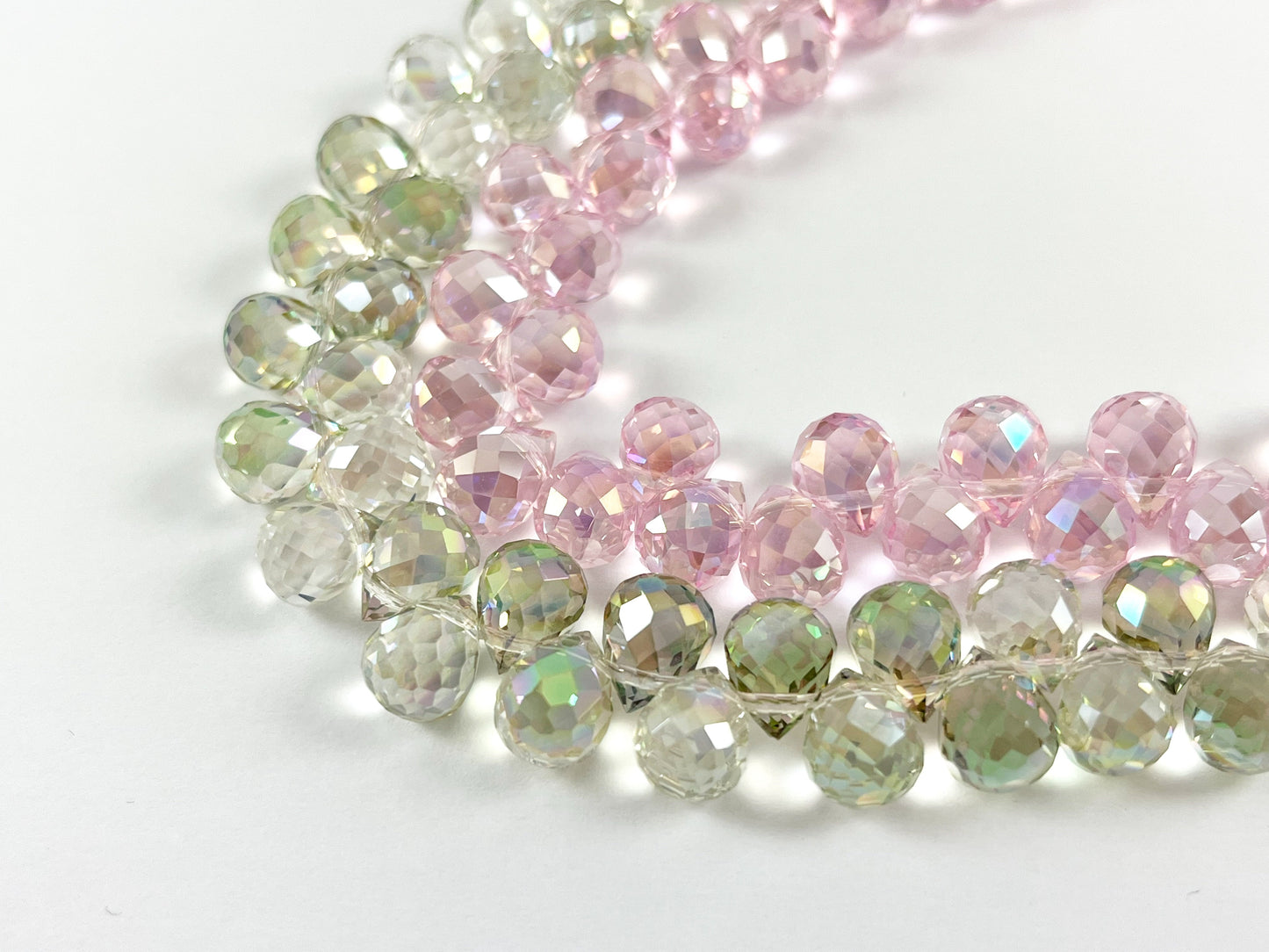 8x10mm High Quality Crystal Briolette Faceted Shiny Puffy Teardrop Top Drilled Crystal Beads Strand