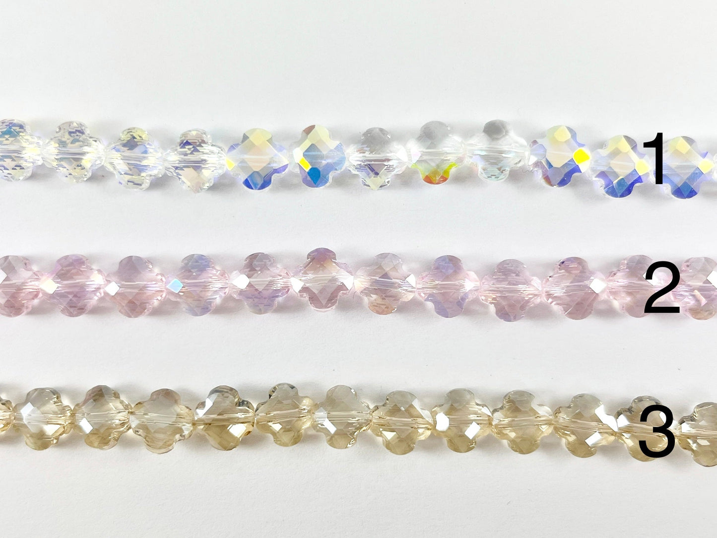 8mm High Quality Crystal Mini Clover Faceted Shiny Four Leaf Beads Quatrefoil Crystal Beads Strand Available in 6 Colors