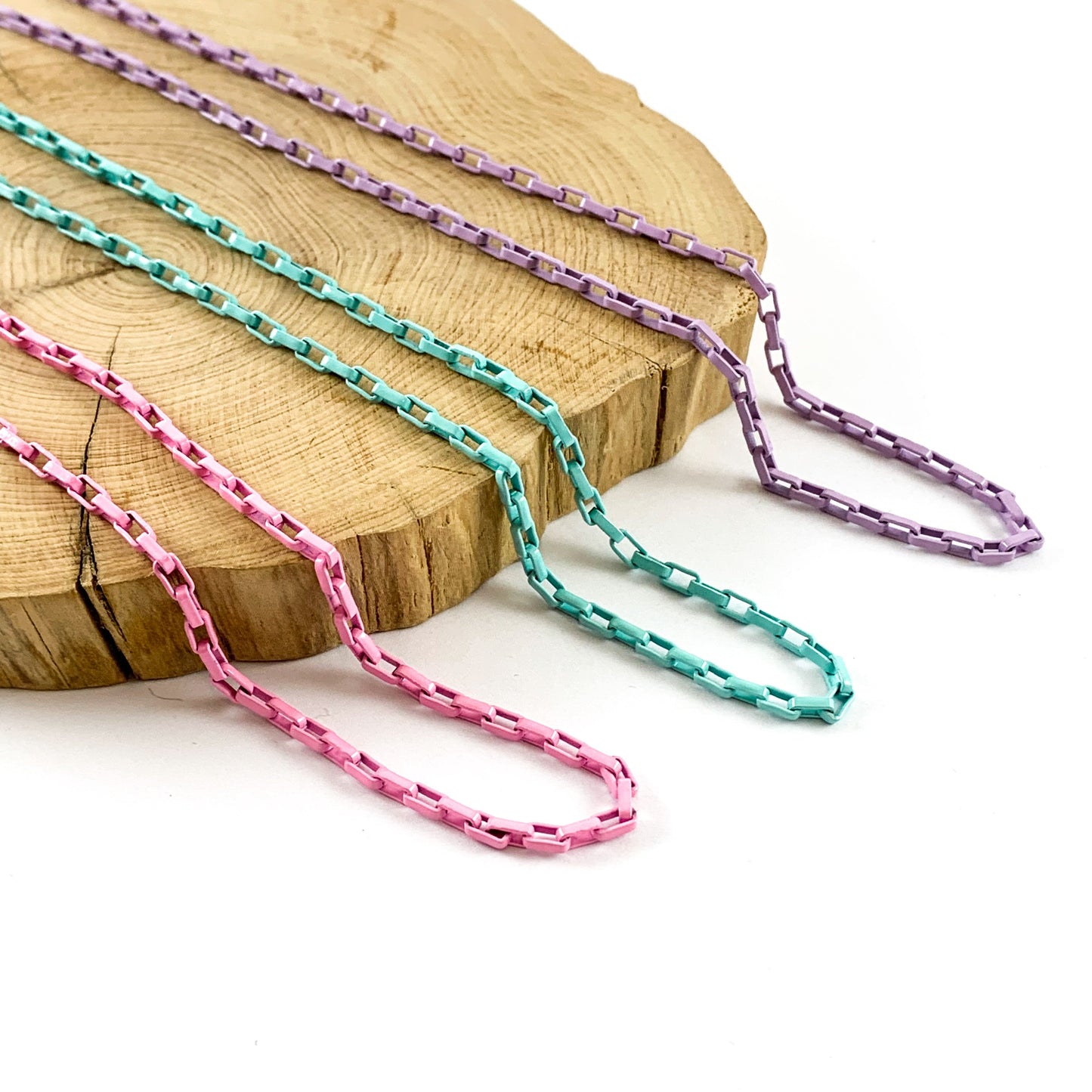 Enamel Plated Copper Rectangle Link Chain- 1 spool