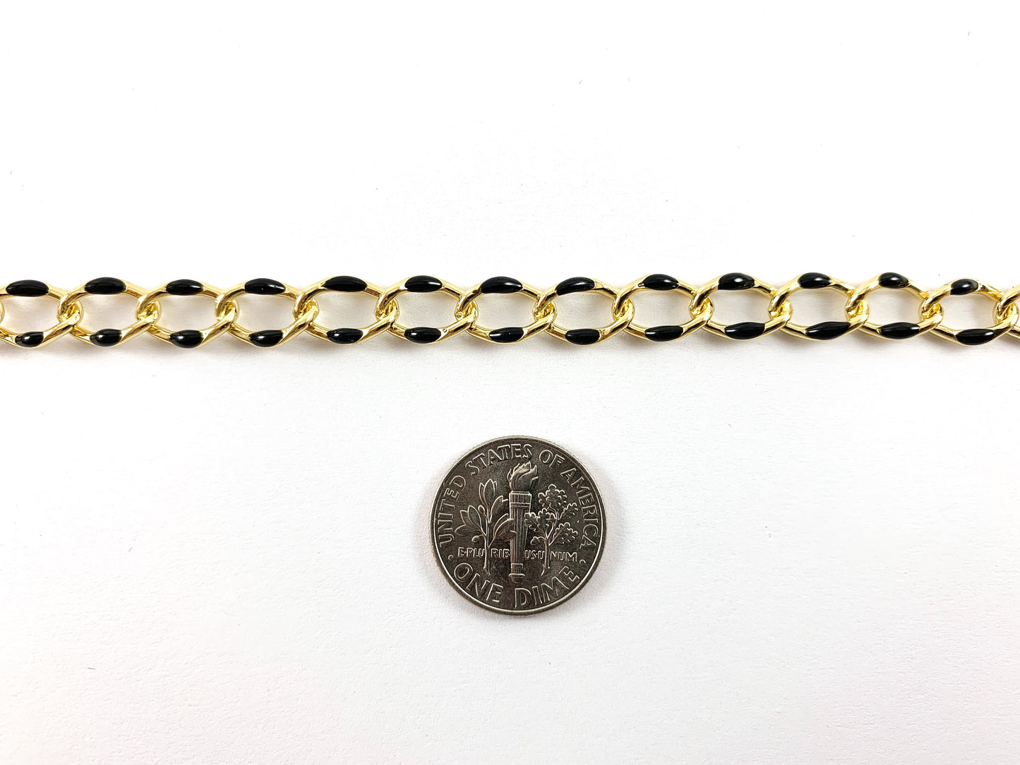 18K Gold Plated and Enamel Plated Copper Cuban Chain