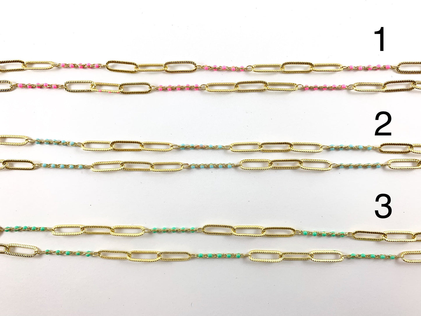 18K Gold Plated Paperclip with Enamel Dot Chain