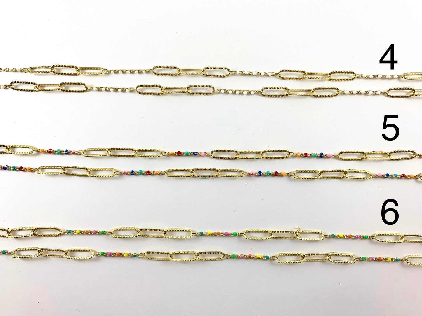 18K Gold Plated Paperclip with Enamel Dot Chain