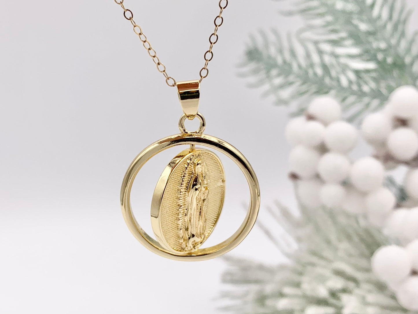 Gold St. Benedict Patron Saint Rotating Spinner Pendant Religious Catholic Jewelry Pendants in 18k Gold Plating 5 PCS