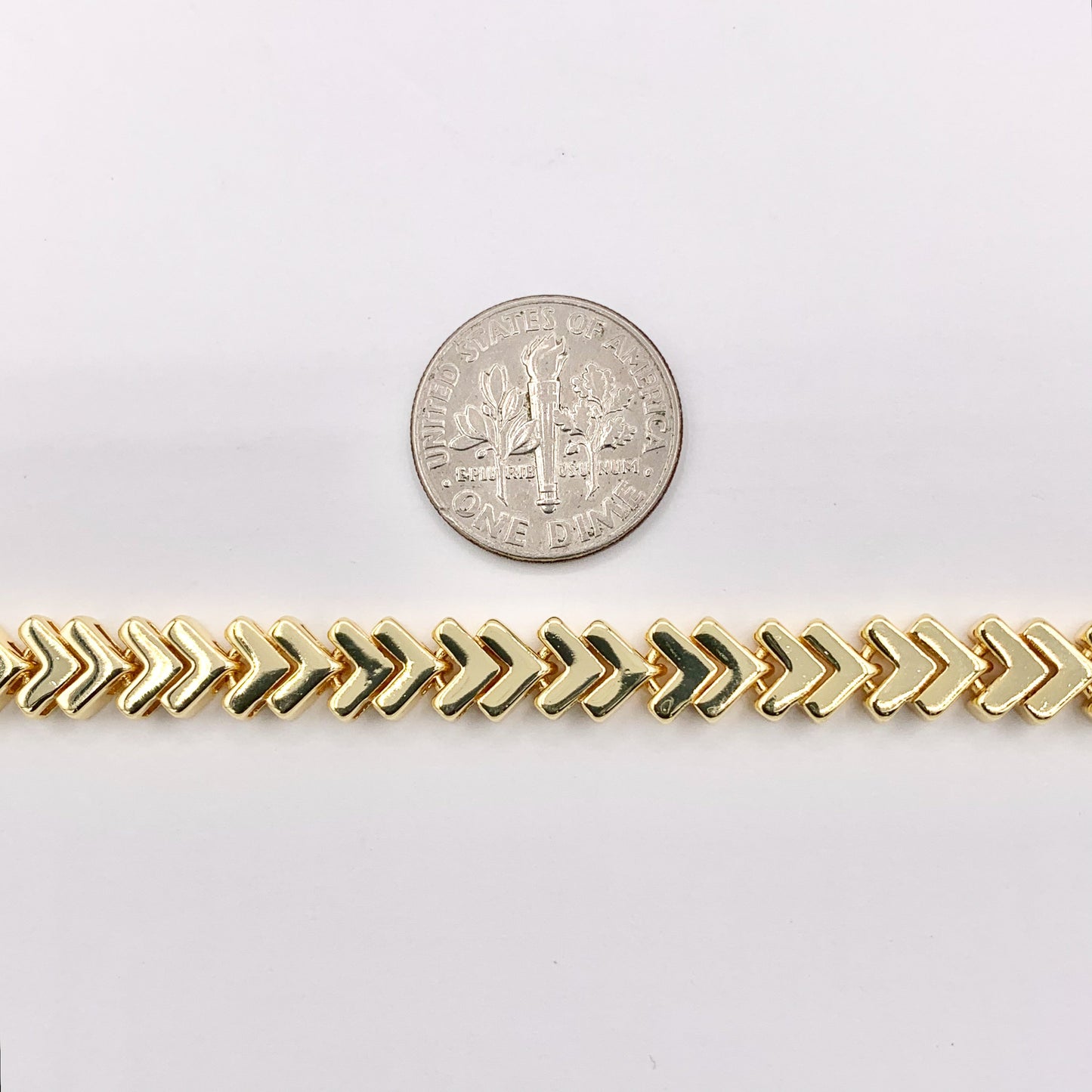 6.5" Delicate 18K Gold Plated Chevron Link/ Arrow Shape Chain Bracelet 2PCS