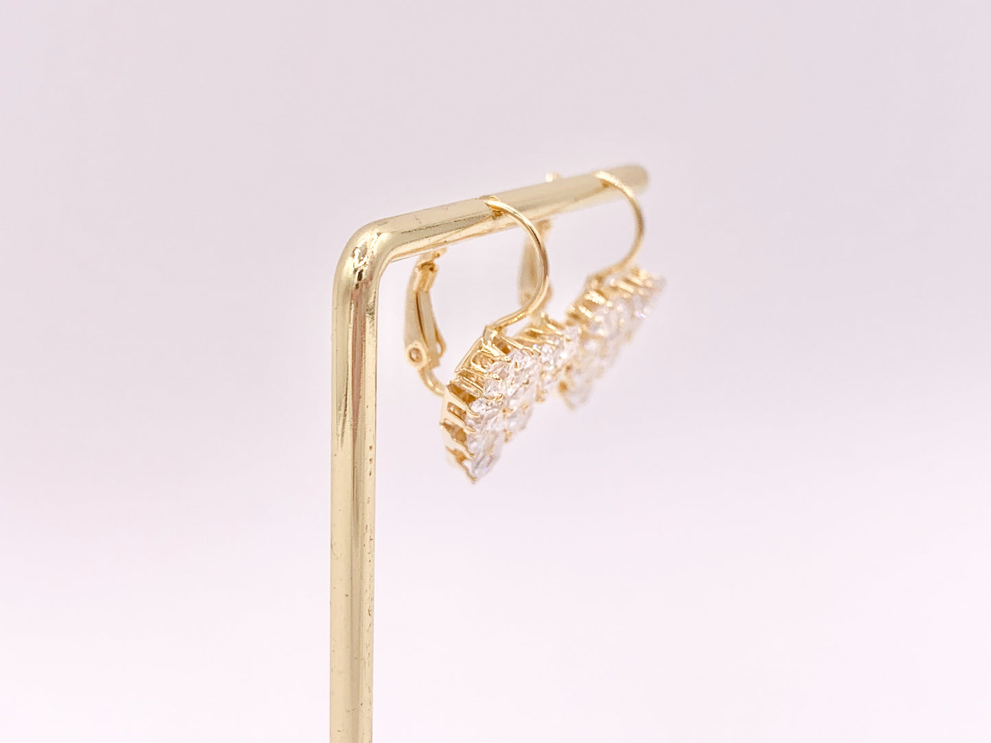 Real 18K Gold/Silver Plated CZ Pave Luxury Heart Shape Lever Back Dangle Earrings Over Copper