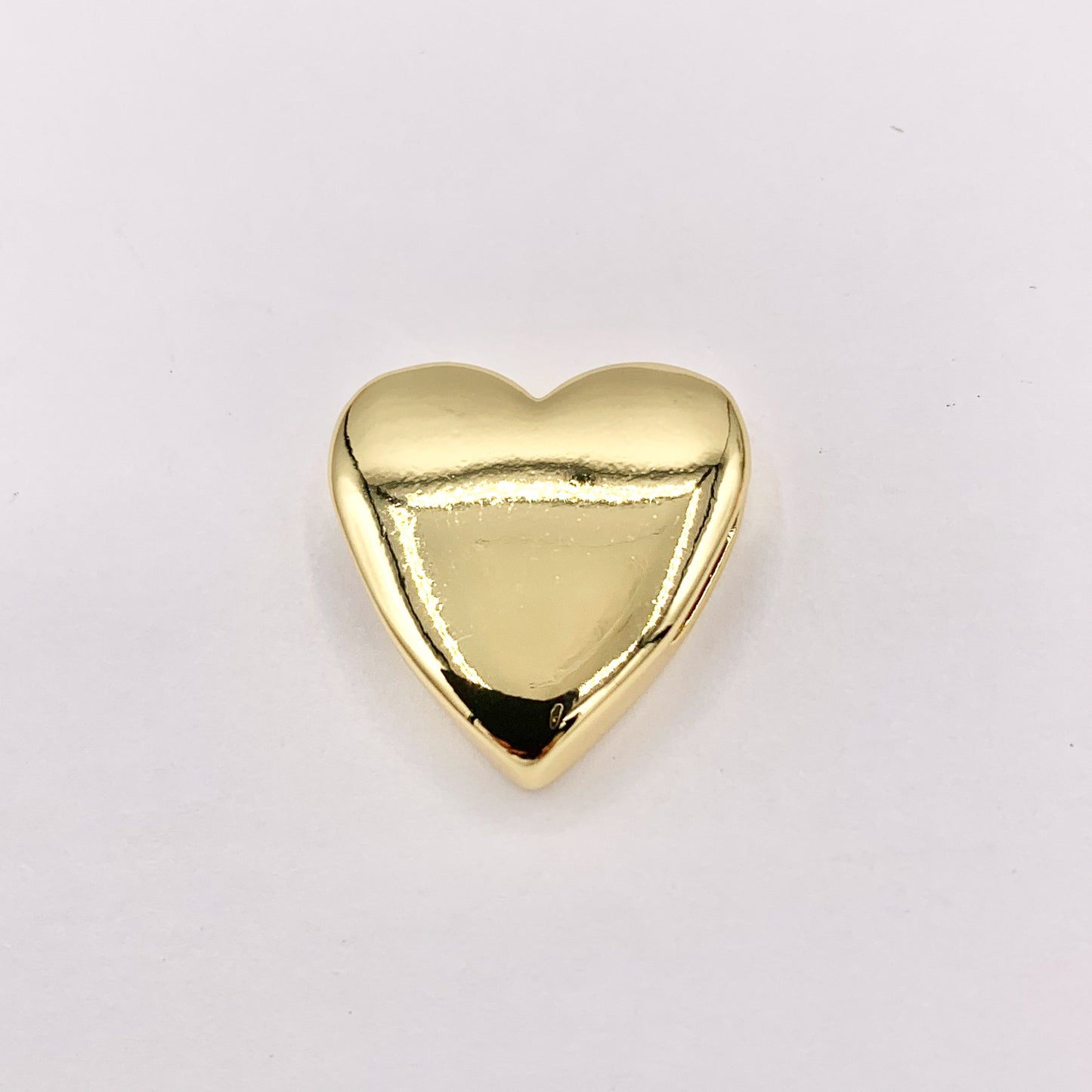 20mm ONE SIDED Plain Puffy Heart Slider Charms in 18K Gold plated Copper 10 PCS