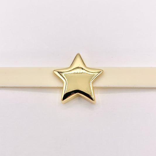 20mm ONE SIDED Plain Puffy Star Slider Charms in 18K Gold plated Copper 10 PCS