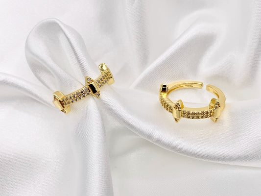 Dainty Spikes Stackable Rings in Gold 18K Plated Copper CZ Pave Adjustable Ring 4 PCS