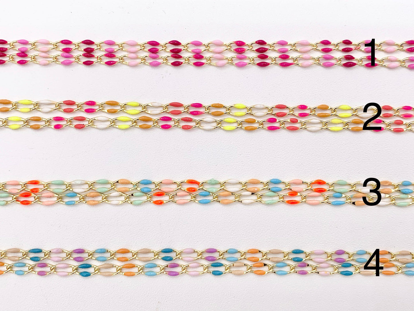 18K Gold Plated Colorful Enamel Plated Copper Skinny Holiday Seasonal Color Twisted Link Chain For Jewelry Making