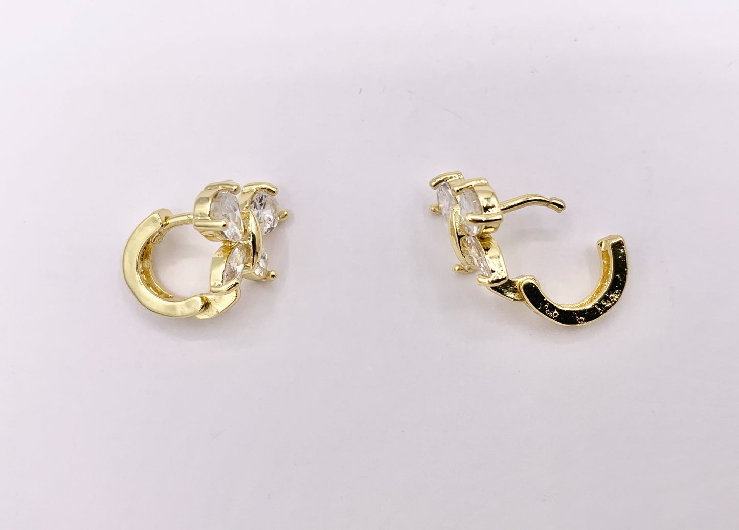 Dainty CZ Pave Butterfly Earring Huggies in 18K Gold Plated Copper  5 PAIRS
