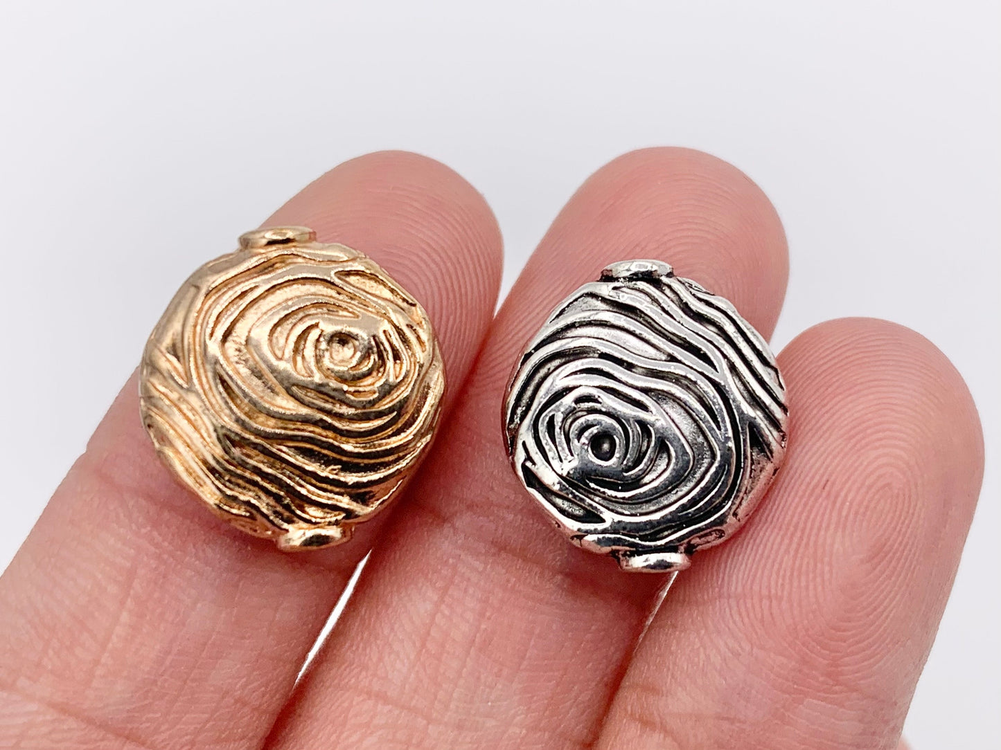 13x14mm Pewter Swirl Coin Spiral Spacer Beads Rosy Gold, Silver, Bronze, Gunmetal And Patina
