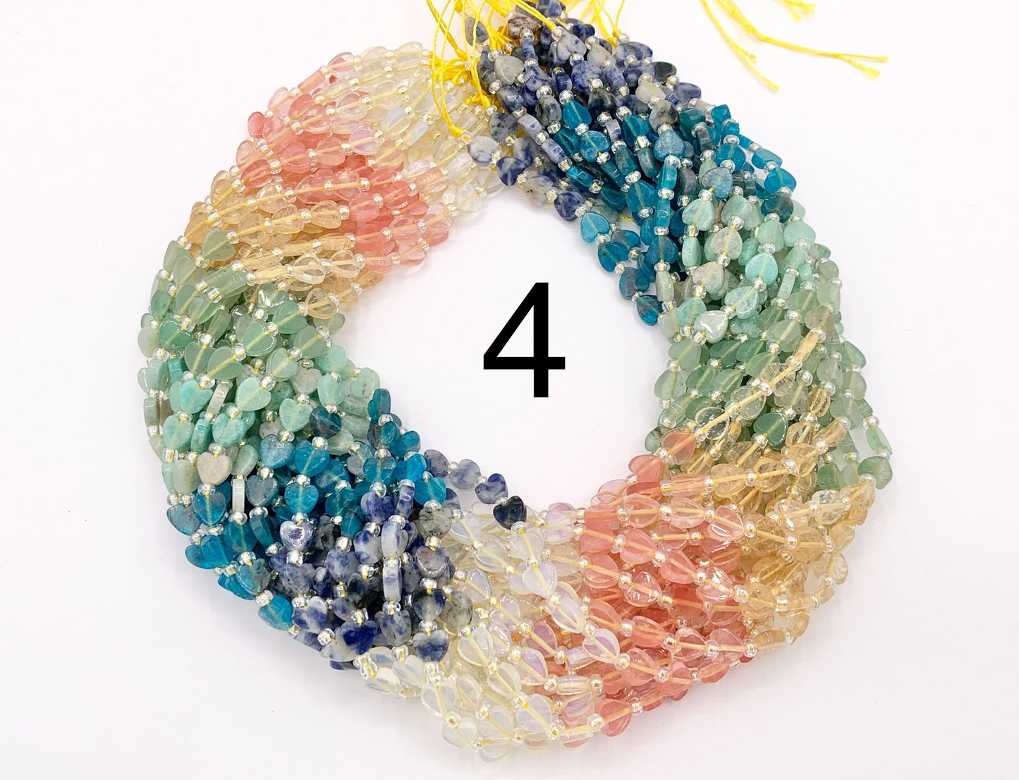 6mm Heart Shape Hand Cut Mixed Gemstone Beads Valentine's Day Heart Beads 14-15" Dyed Jade/Quartz/African Turquoise/Lapis/Agate Etc 1 Strand
