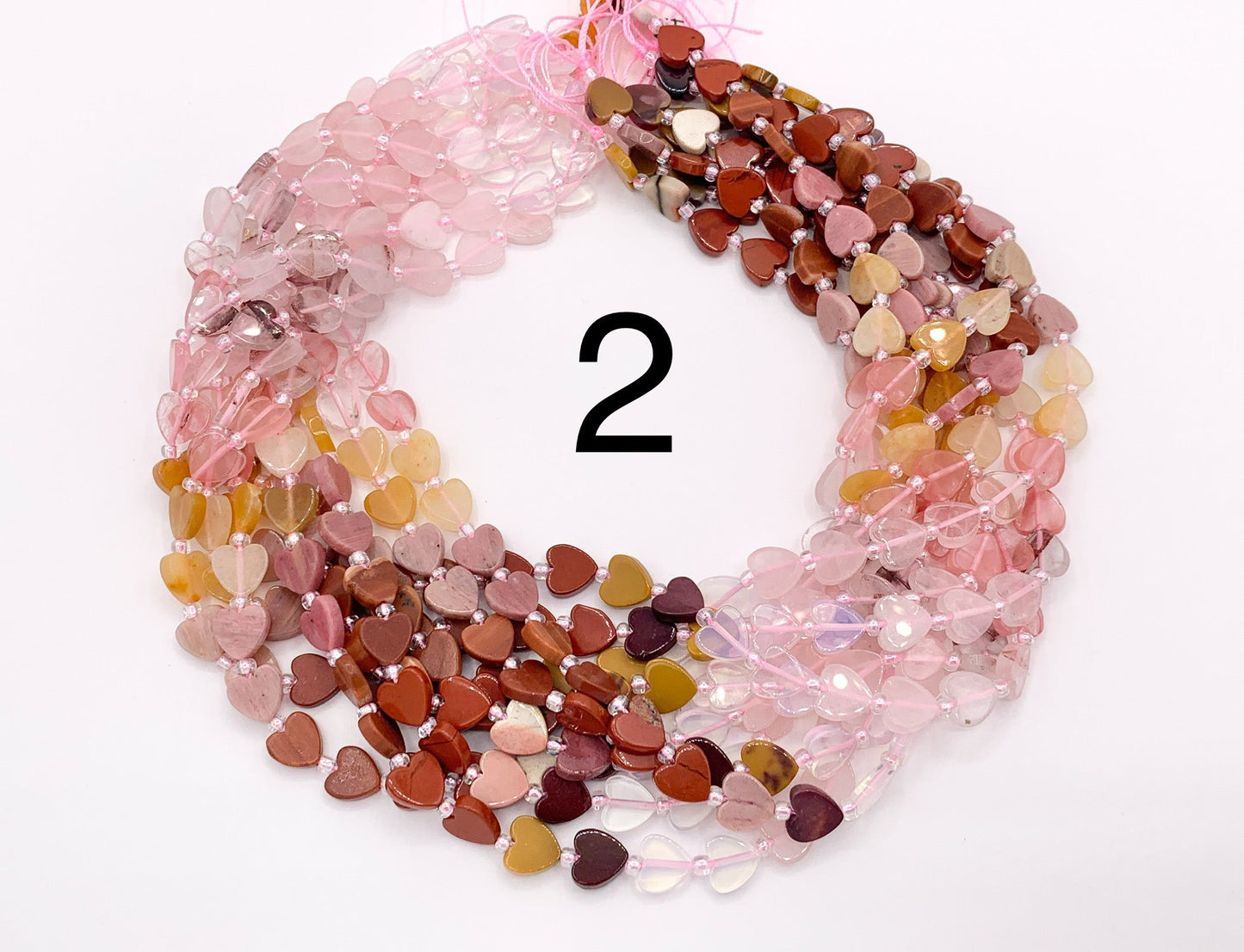 8mm Heart Shape Hand Cut Mixed Gemstone Valentine's Day Beads 14-15" Dyed Jade/Quartz/Amethyst/Mookaite/Rhodonite Etc 1 Strand