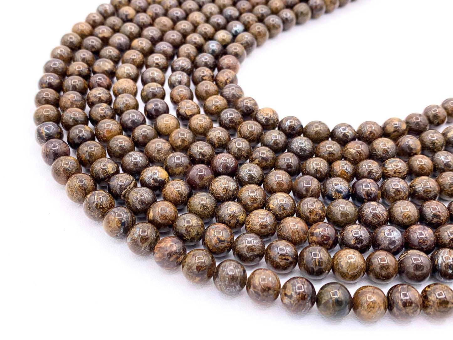 High Quality Bronzite Round Smooth Natural Color Genuine Gemstone Beads 4mm 6mm 8mm 10mm 12mm Around 15"