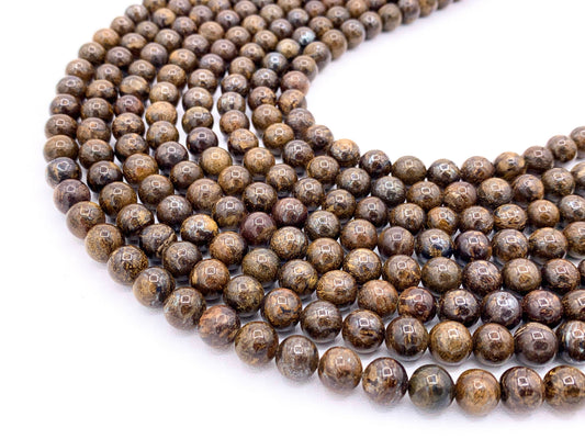 High Quality Bronzite Round Smooth Natural Color Genuine Gemstone Beads 4mm 6mm 8mm 10mm 12mm Around 15"
