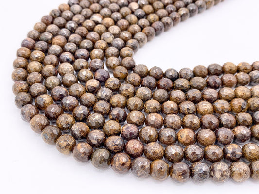 High Quality Bronzite Round Faceted Natural Color Genuine Gemstone Beads 4mm 6mm 8mm 10mm 12mm Around 15"