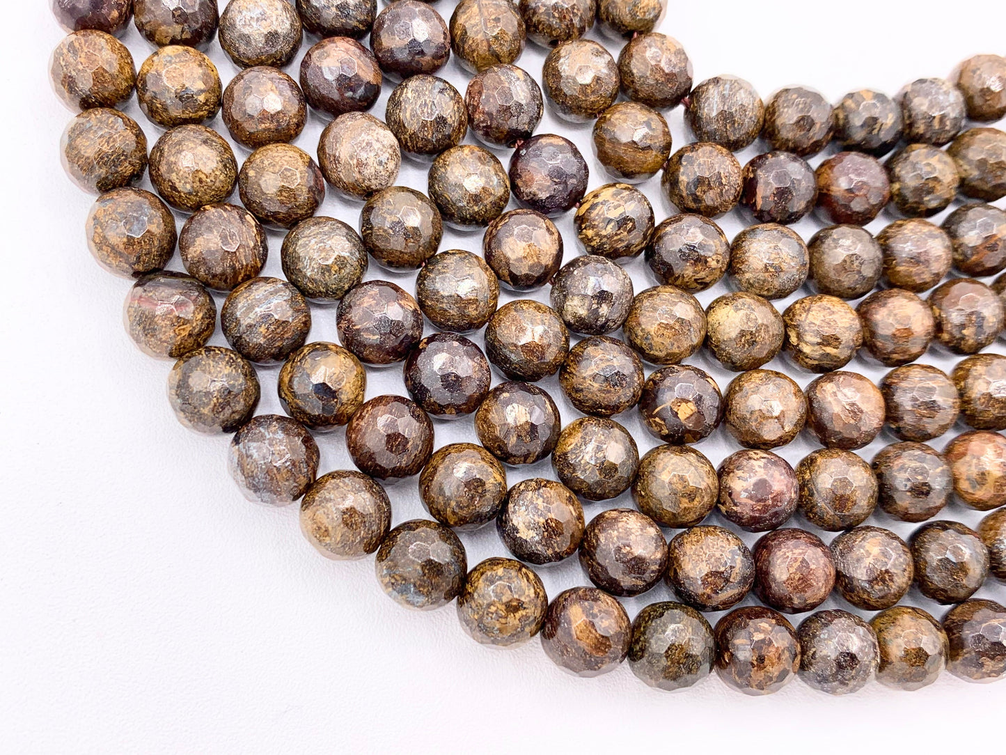 High Quality Bronzite Round Faceted Natural Color Genuine Gemstone Beads 4mm 6mm 8mm 10mm 12mm Around 15"