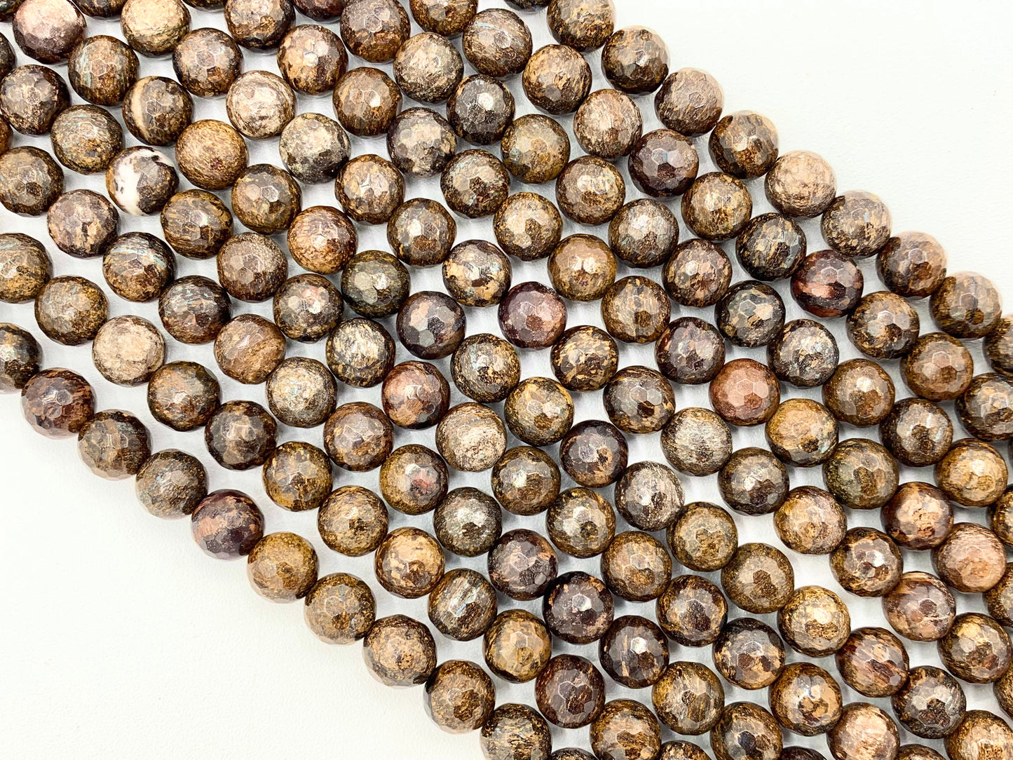 High Quality Bronzite Round Faceted Natural Color Genuine Gemstone Beads 4mm 6mm 8mm 10mm 12mm Around 15"