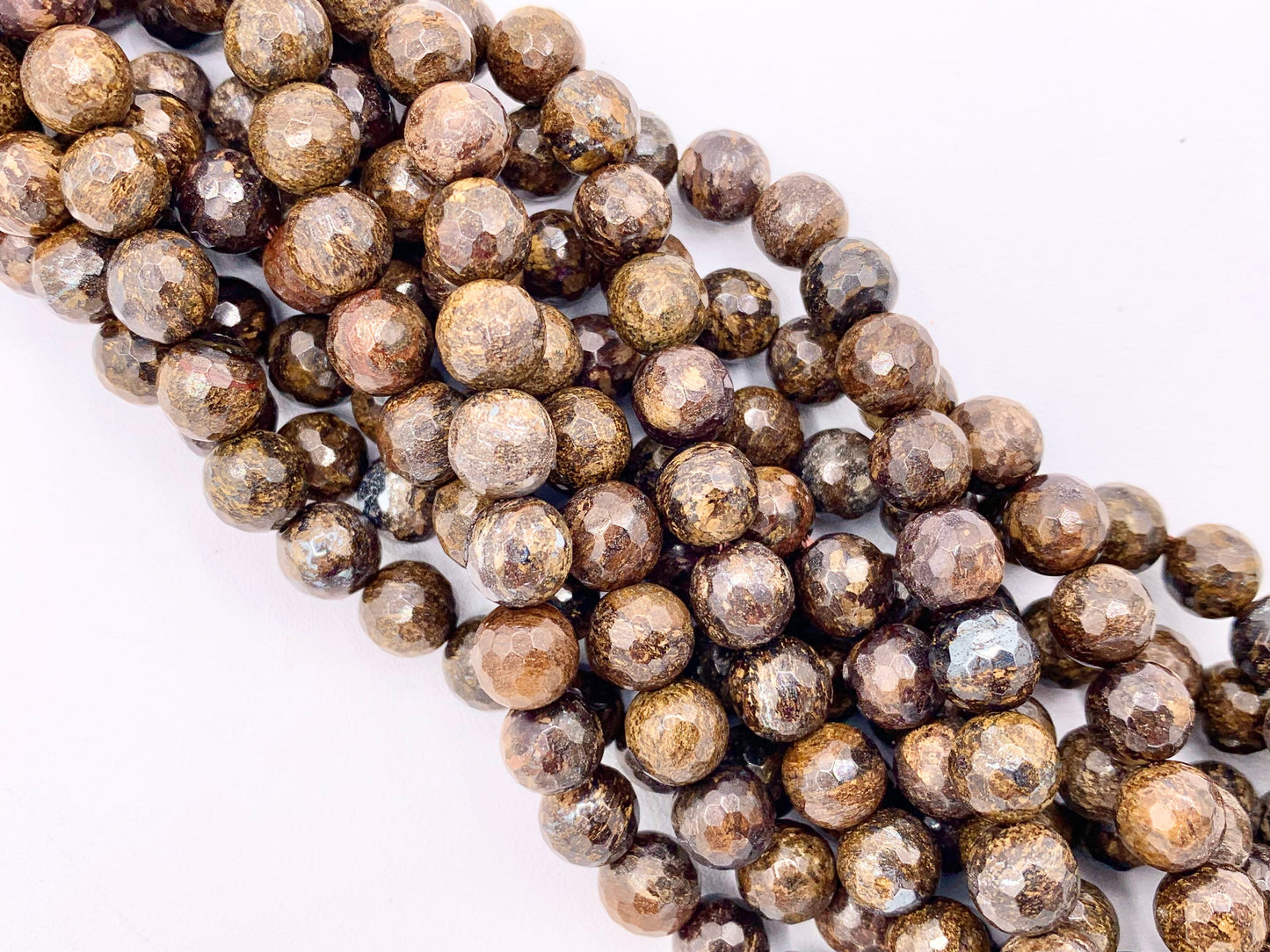 High Quality Bronzite Round Faceted Natural Color Genuine Gemstone Beads 4mm 6mm 8mm 10mm 12mm Around 15"