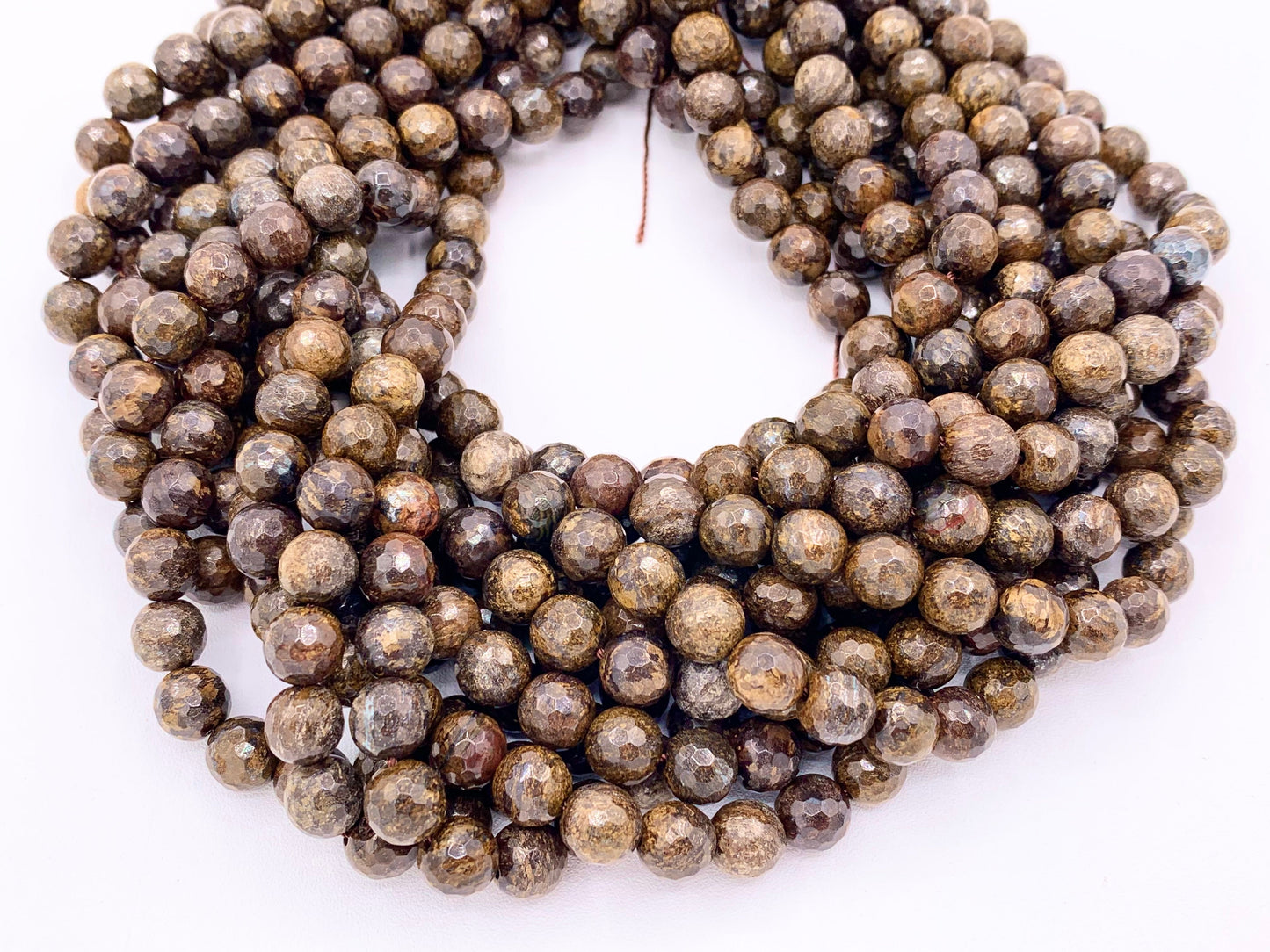 High Quality Bronzite Round Faceted Natural Color Genuine Gemstone Beads 4mm 6mm 8mm 10mm 12mm Around 15"