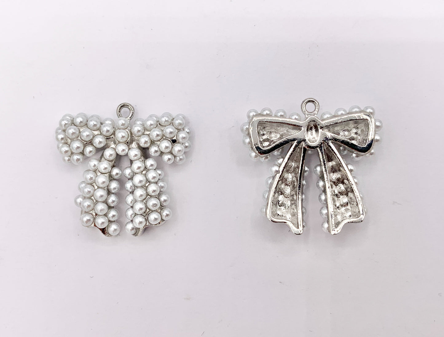 Cute Pearl Beaded Bowtie Pendant in 18K Gold/Silver Plated Over Copper 6 PCS