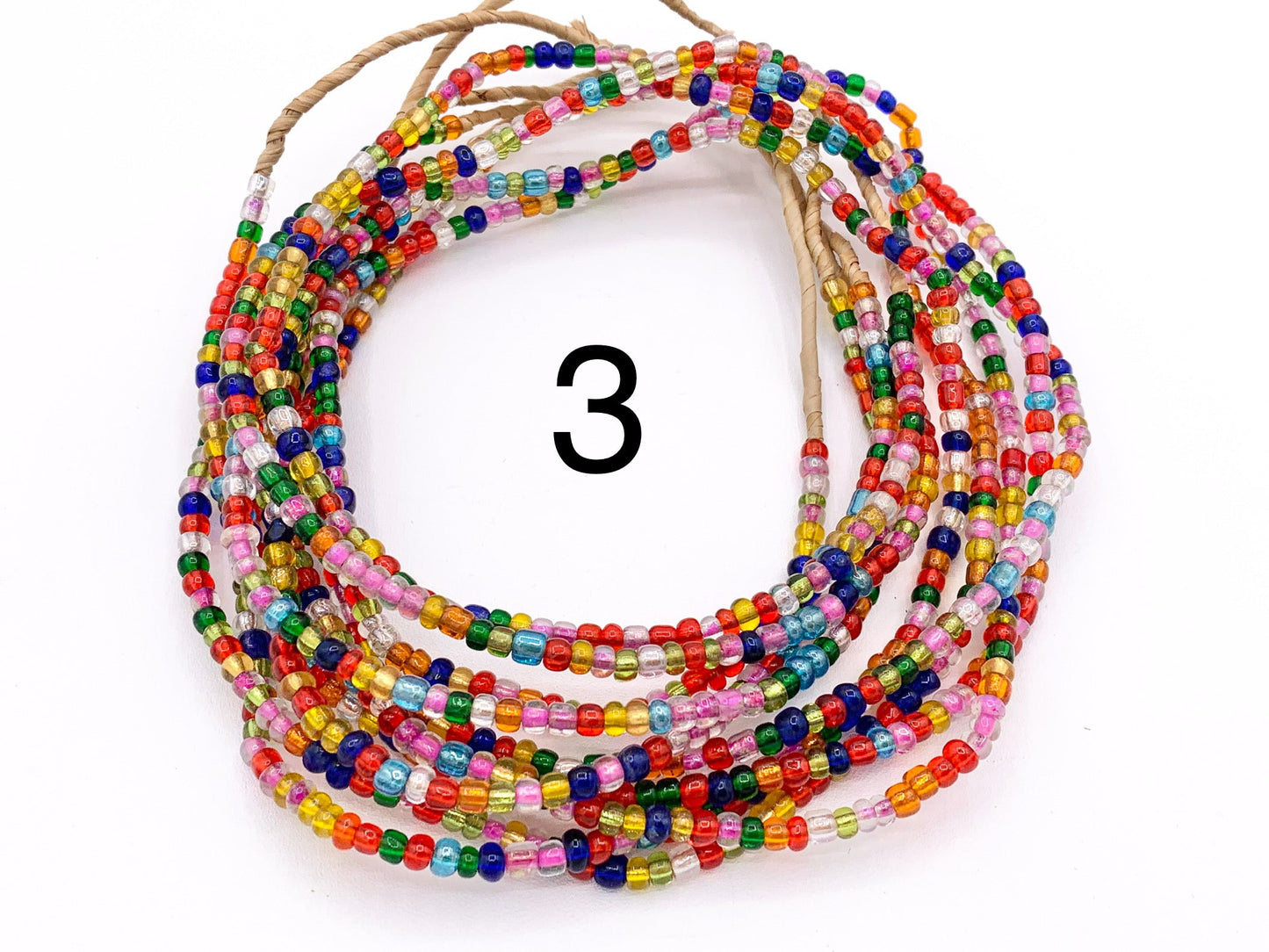 4mm African Sandcast Transparent Seed Beads Handmade Glass Beads From Ghana in Light Green, Green And Multicolor