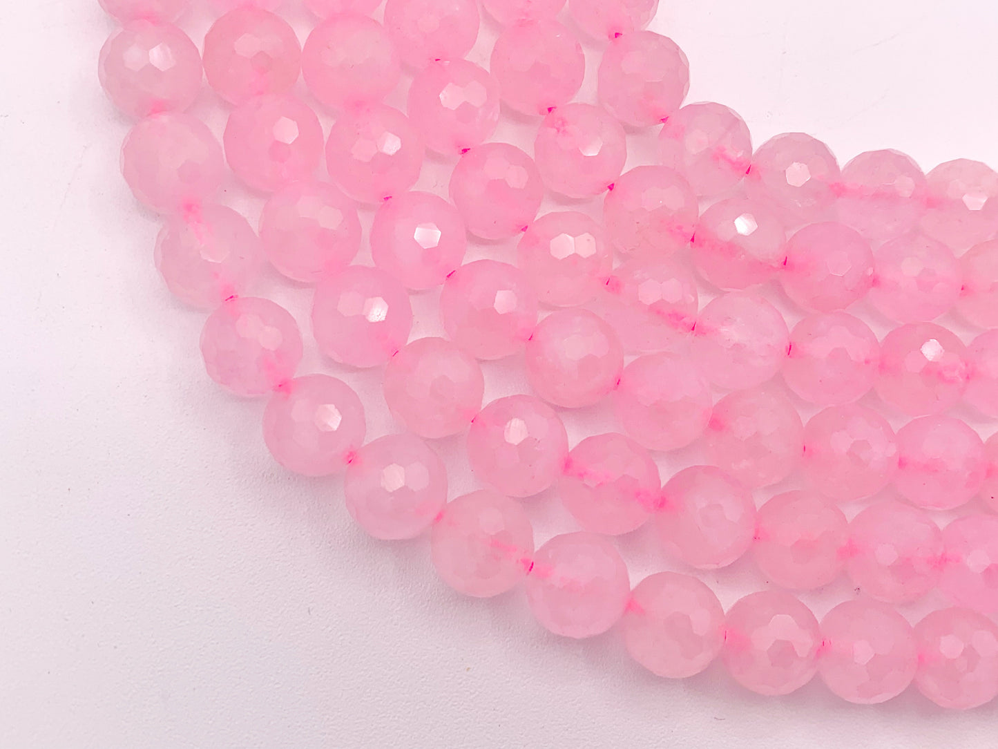Grade AAA Rose Quartz Beautiful Pink Hand Cut Natural Quartz Round Faceted Beads 6mm 8mm 10mm 12mm Around 15"
