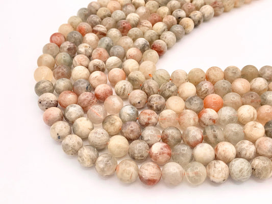 Arusha Sunstone Round Smooth Shiny Natural Gemstone Beads For Jewelry Making 15" 6mm 8mm 10mm 11-12mm